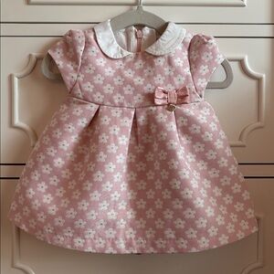 EUC Mayoral Baby Girl Pink and White Flower Dress - Size Newborn 1-2 Months